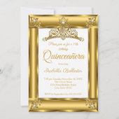 Quinceanera 15. Geburtstag Gold Diamond Tiara 2 Einladung (Vorderseite)