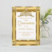Quinceanera 15. Geburtstag Gold Diamond Tiara 2 Einladung (Stehend Vorderseite)