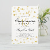 Quinceanera 15. Geburtstag Gold Foil Glitzer Light Einladung (Stehend Vorderseite)