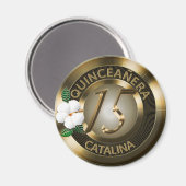 Quinceanera 15 Geburtstag Gold Imitate Metallic Fl Magnet (Vorderseite/Rückseite)