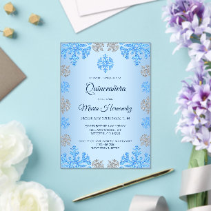 Quinceañera 15. Geburtstag Ice Blue Snowflake Acryleinladungen