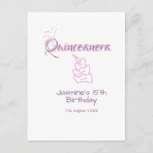 Quinceanera 15. Geburtstag lila rosa Geburtstagsto Postkarte