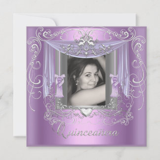 Quinceanera 15. Geburtstag Lilac Pink Silver Star Einladung