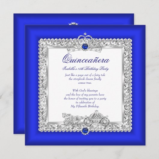 Quinceanera 15. Geburtstag Magical Fairytale Blue Einladung (Vorne/Hinten)