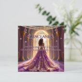Quinceanera 15. Geburtstag Palast Magenta Gold Einladung (Stehend Vorderseite)