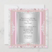 Quinceanera 15. Geburtstag Pearl Light Pink Einladung (Rückseite)