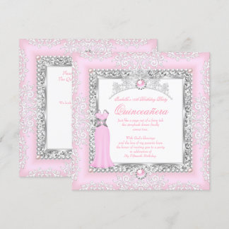 Quinceanera 15. Geburtstag Pearl Light Pink Lace Einladung