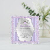 Quinceanera 15. Geburtstag Pearl Lila Silver Einladung (Stehend Vorderseite)
