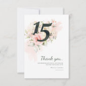 Quinceanera 15. Geburtstag Pink Flora Dankeskarte (Vorderseite)