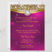 Quinceanera 15. Geburtstag Pink Glitzer Gold Einladung (Rückseite)
