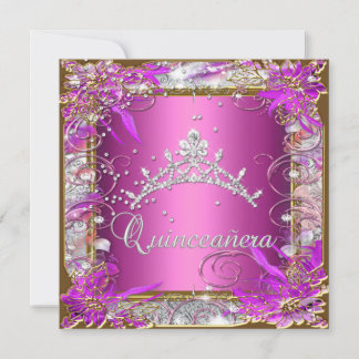 Quinceañera 15. Geburtstag Pink Gold Einladung