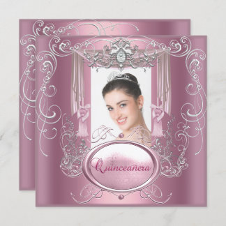 Quinceanera 15. Geburtstag Pink Silver Star Einladung