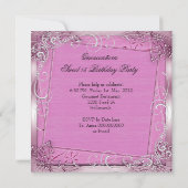 Quinceañera 15. Geburtstag Pink White Silver Tiara Einladung (Rückseite)