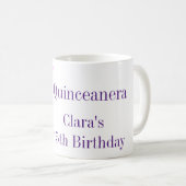 Quinceanera 15. Geburtstag rosa Glitter-Vorlage Kaffeetasse (VorderseiteRechts)