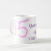 Quinceanera 15. Geburtstag rosa Glitter-Vorlage Kaffeetasse (Vorderseite Links)