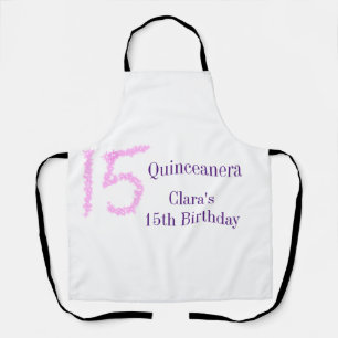 Quinceanera 15. Geburtstag rosa Glitter-Vorlage Schürze