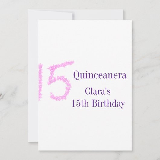 Quinceanera 15. Geburtstag rosa Glitzer Vorlage (Vorderseite)