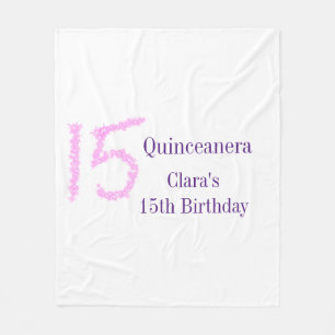 Quinceanera 15. Geburtstag rosa Glitzer Vorlage Fleecedecke