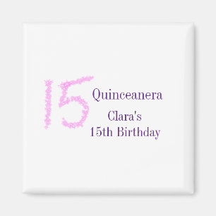 Quinceanera 15. Geburtstag rosa Glitzer Vorlage Magnet