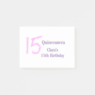 Quinceanera 15. Geburtstag rosa Glitzer Vorlage Post-it Klebezettel