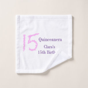 Quinceanera 15. Geburtstag rosa Glitzer Vorlage Waschlappen