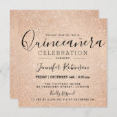 Quinceanera 15. Geburtstag Rose Gold Glitzer Paint Einladung (Vorne/Hinten)