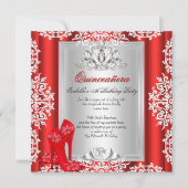 Quinceanera 15. Geburtstag Rote Schuhe 2 Einladung (Vorderseite)