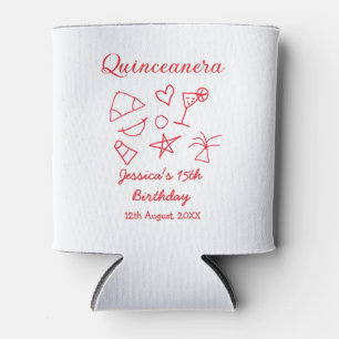 Quinceanera 15. Geburtstag rote Strandparty Baum S Dosenkühler
