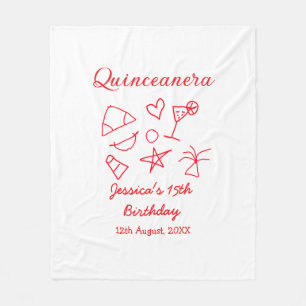 Quinceanera 15. Geburtstag rote Strandparty Baum S Fleecedecke