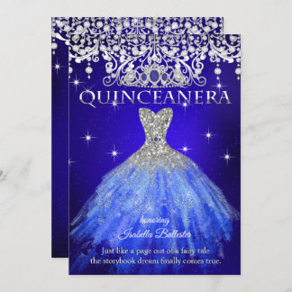 Quinceanera 15. Geburtstag Royal Blue Tiara Einladung