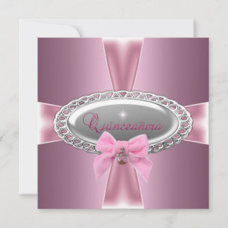 Quinceanera 15. Geburtstag Satin Rosa Schleife Einladung