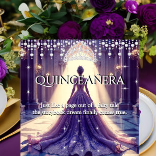 Quinceanera 15. Geburtstag Schloss Lila Kleid Einladung