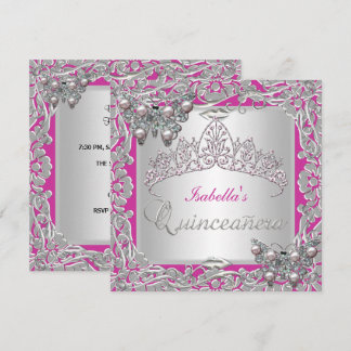 Quinceanera 15. Geburtstag Schmetterlinge Silber P Einladung
