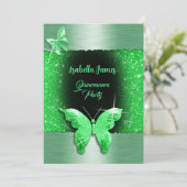 Quinceañera 15. Geburtstag schwarz grüne Folie Lux Einladung (Stehend Vorderseite)