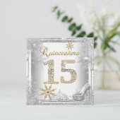 Quinceanera 15 Geburtstag Silver White Gold Elite Einladung (Stehend Vorderseite)