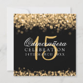 Quinceanera 15. Geburtstags-Party-Goldlichter Einladung (Rückseite)