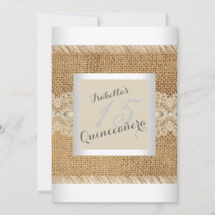 Quinceanera 15. Geburtstagsfeier beiger Spitze Jut Einladung
