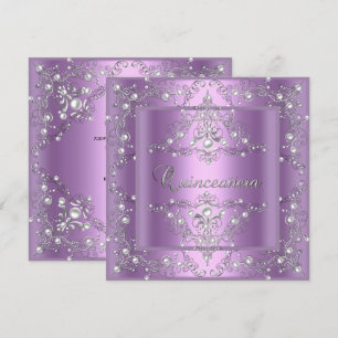 Quinceanera 15. Geburtstagsfeier Flieder Perle Einladung