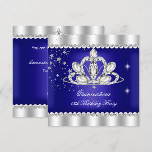QUINCEANERA 15. Geburtstagsfeier Königlich Blaues  Einladung