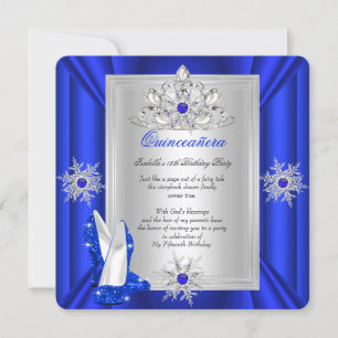 Quinceanera 15. Geburtstagsfeier Königlichblaue Ab Einladung