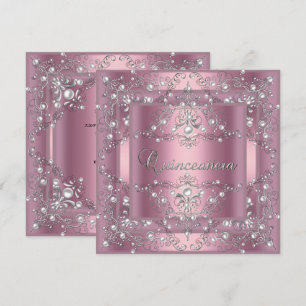 Quinceanera 15. Geburtstagsfeier Rosa Perle Einladung