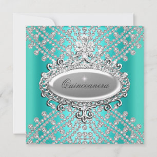 Quinceanera 15. Geburtstagsfeier Türkis Blau Weiß Einladung