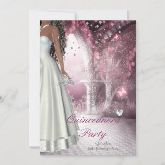 Quinceanera 15. Geburtstagsfeier Weißes Kleid Einladung