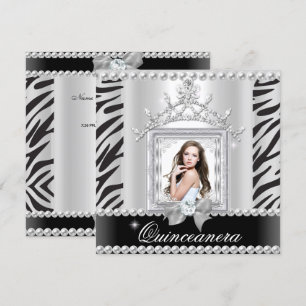 Quinceanera 15. Geburtstagsfeier Zebra Schwarz Wei Einladung
