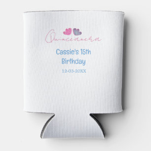 Quinceanera 15. Geburtstagsname blaue rosa Blume d Dosenkühler