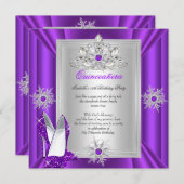 Quinceanera 15 Geburtstagspartei Lila Heelse Einladung (Vorne/Hinten)