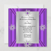 Quinceanera 15 Geburtstagspartei Lila Heelse Einladung (Rückseite)