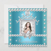 Quinceanera 15. Geburtstagsparty Aquamarin Blue Einladung (Vorderseite)
