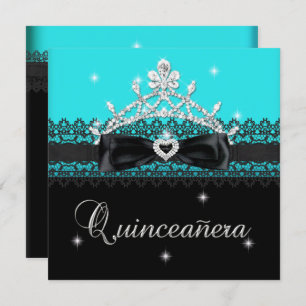 Quinceanera 15. Geburtstagsparty Blue Black Lace Einladung