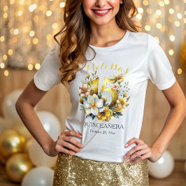 Quinceanera 15. Geburtstagsparty Floral T-Shirt
